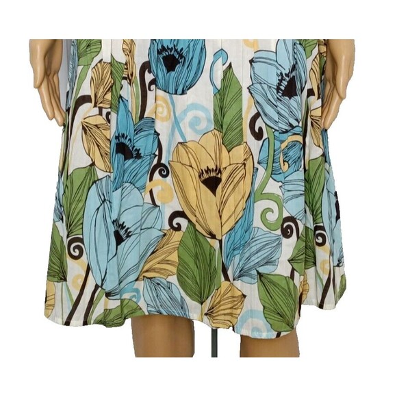 Women's Size10 Cotton Skirt Floral Pleated Boho Modest Church Casual Office - Picture 3 of 6